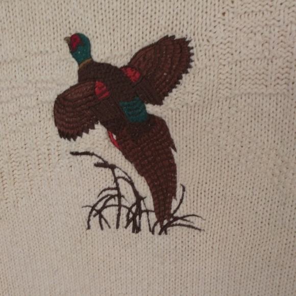 Shenandoah Mens Knit Sweater Sz M Pheasant Cream - Picture 3 of 7